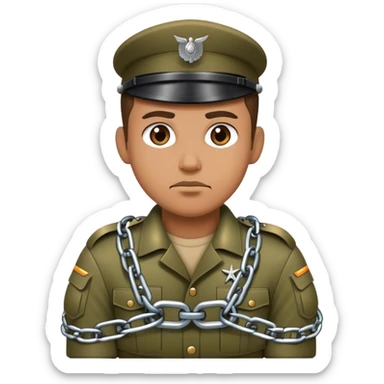 A soldier chained and handcuffed sticker