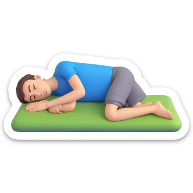 male figure lying face down, flat on stomach, peaceful sleeping pose sticker