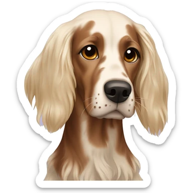 Blonde girl with Brown english setter sticker