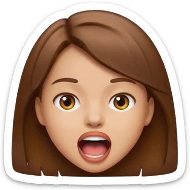 Girl with brown hair and light skin with mouth wide open  sticker