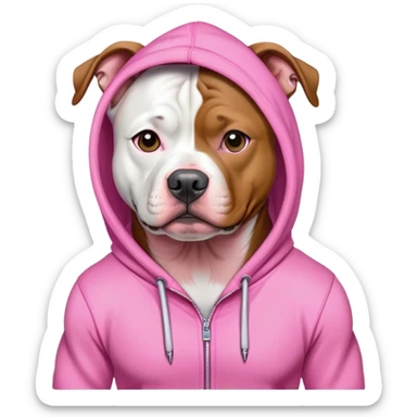Pit bull wearing a pink hoodie  sticker