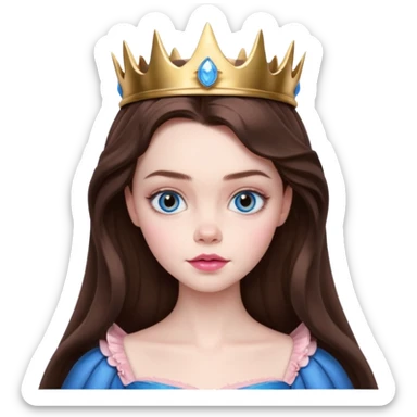 Elle fanning as princess Aurora in Maleficent but with chocolate brown hair and blue eyes, slightly bigger pink lips. sticker