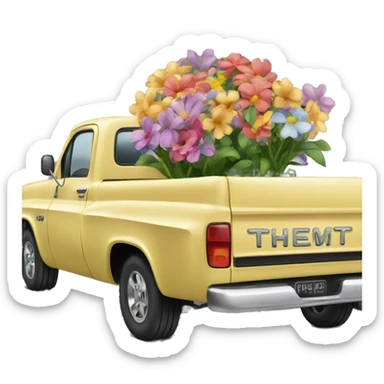 Chevy truck with flowers in the back sticker