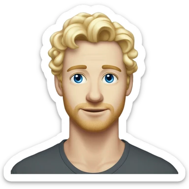 3/4 profile light curl blonde 30yo man blue eyed pale skin sticker