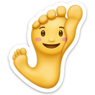 yellow emoji smelling and holding foot sticker