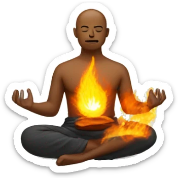 Create an emoji with a man meditating in fire sticker