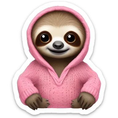 baby sloth in pink sweater sticker