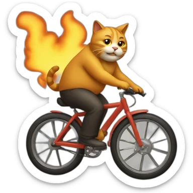 Fat-cat-riding-a-burning-bike sticker