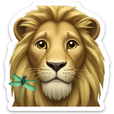 Lion and dragonfly sticker