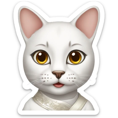 a politician cat in white saree sticker