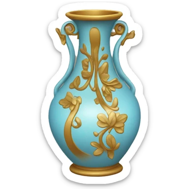 Ornate vase with water pouring out sticker