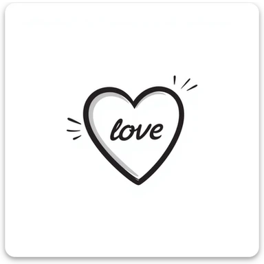 hand-drawn heart with 'love' text sticker
