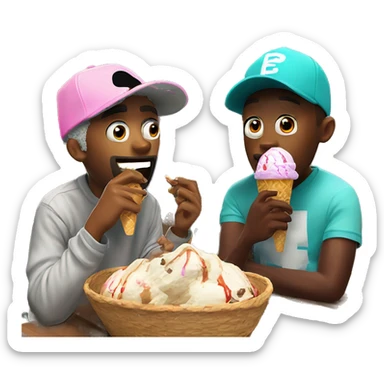 Frank ocean and Tyler the creator eating ice cream while playing Fortnite  sticker