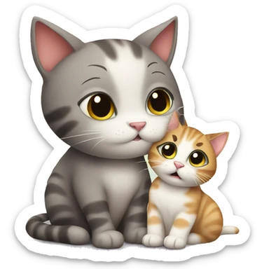 Cat comforting kitten sticker