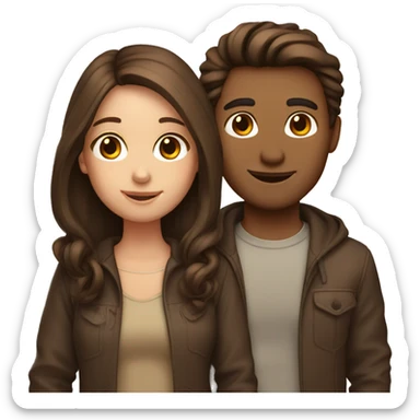 cute couple acts brown hair sticker