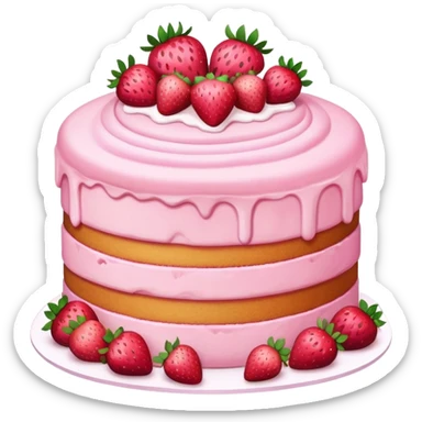 pink cake with strawberries sticker