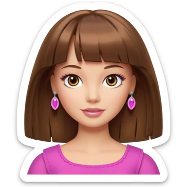 barbie merliah summers with brown hair a fringe and light brown eyes  sticker