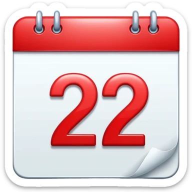 calendar with number 2 red top sticker