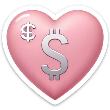 corazón rosa con signo de dinero en medio blanco  sticker