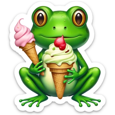 Frog with ice cream sticker