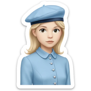 Clemence Poesy is Fleur Delacour in harry potter, light blue dress, light blue classic French beret – soft, round, and slightly tilted to one side. sticker