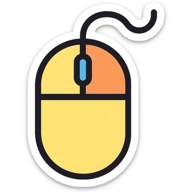 computer mouse, color outline icon style sticker