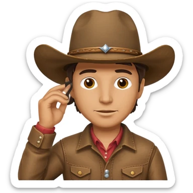 Cowboy tipping his hat. TIPPING HIS HAT sticker