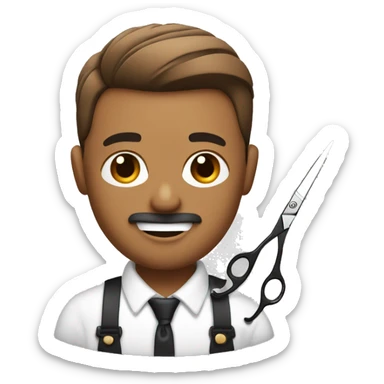 lightbrown barber with scissors and razors sticker