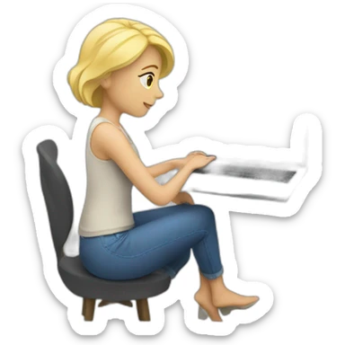blonde woman watching on laptop sticker