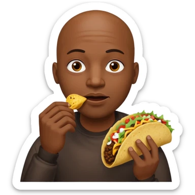 Bald black man eating a taco sticker