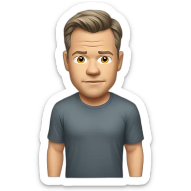 matt-damon cartoon wearing shirt sticker