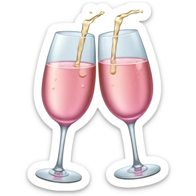 Pink champagne glasses clinking together  sticker