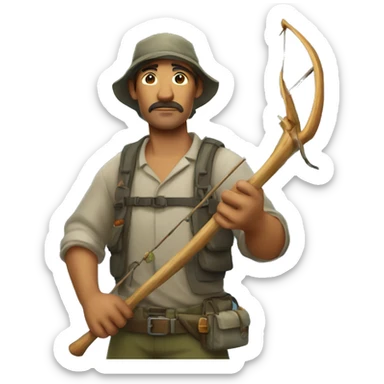 fish hunter with a harpoon in hand sticker