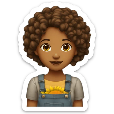 brown-girl-with-curly-hair-holding-sunflower sticker