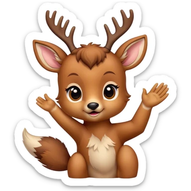 Baby deer waving and saying goodnight  sticker