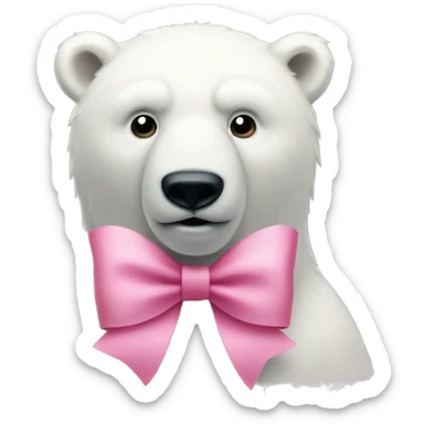 polar bear with a pink bow on its head sticker