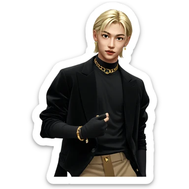 stylish blonde boy with jewelry sticker