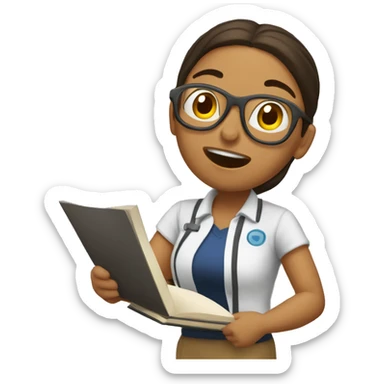 Monita estudiando sacando la lengua  sticker