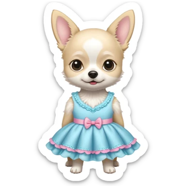 White Chihuahua with dresses  sticker