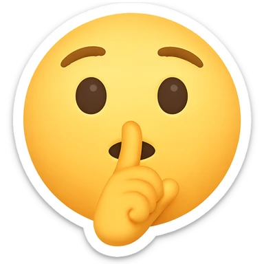 face with shushing finger emoji, digital illustration, no background sticker