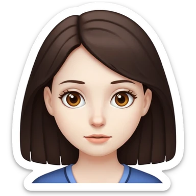 A girl with dark brown hair and pale skin  sticker