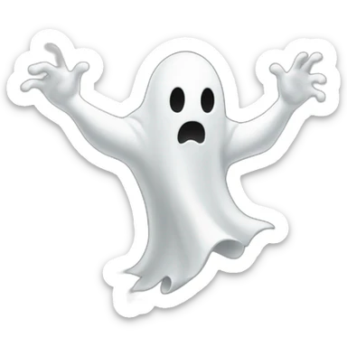 ghost blasting out of a wall and ejecting a spray of greyish white milky substance from lower torso in all directions sticker