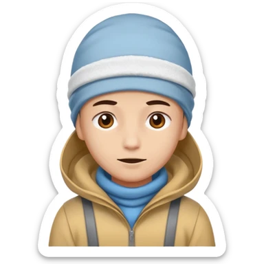 A person with headaches and a cold pack on the head sticker