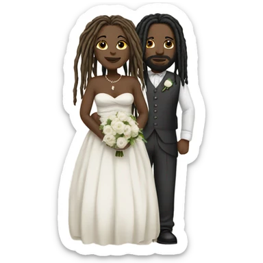 full body Plus size couple with dreads wedding pale sticker