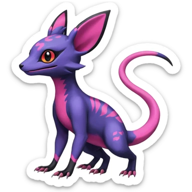 Rare epic aesthetic colorful Salandit-Noibat-Eevee-Genet-species-Fakemon-hybrid-creature, with markings, full body sticker