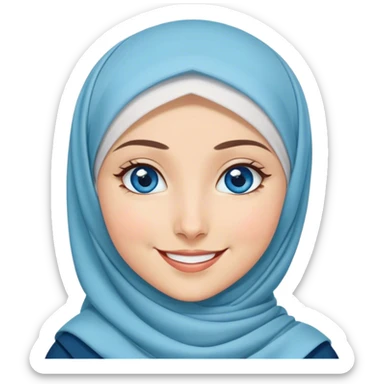 Turkish beautiful finish Konya girl blue eyes with hijab and islamic dress she Winking with smiles  sticker