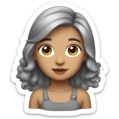 tanned Girl highlited hair with gray scottish fold cat sticker