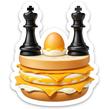 Chess pieces boxing on an egg sandwich sticker