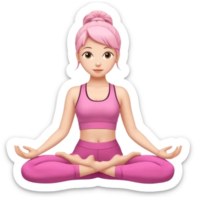 Girl with pink girl in pink yoga outfit doing yoga sticker