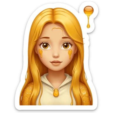 Beautiful girl, with a hair made of real honey dripping with honey sticker